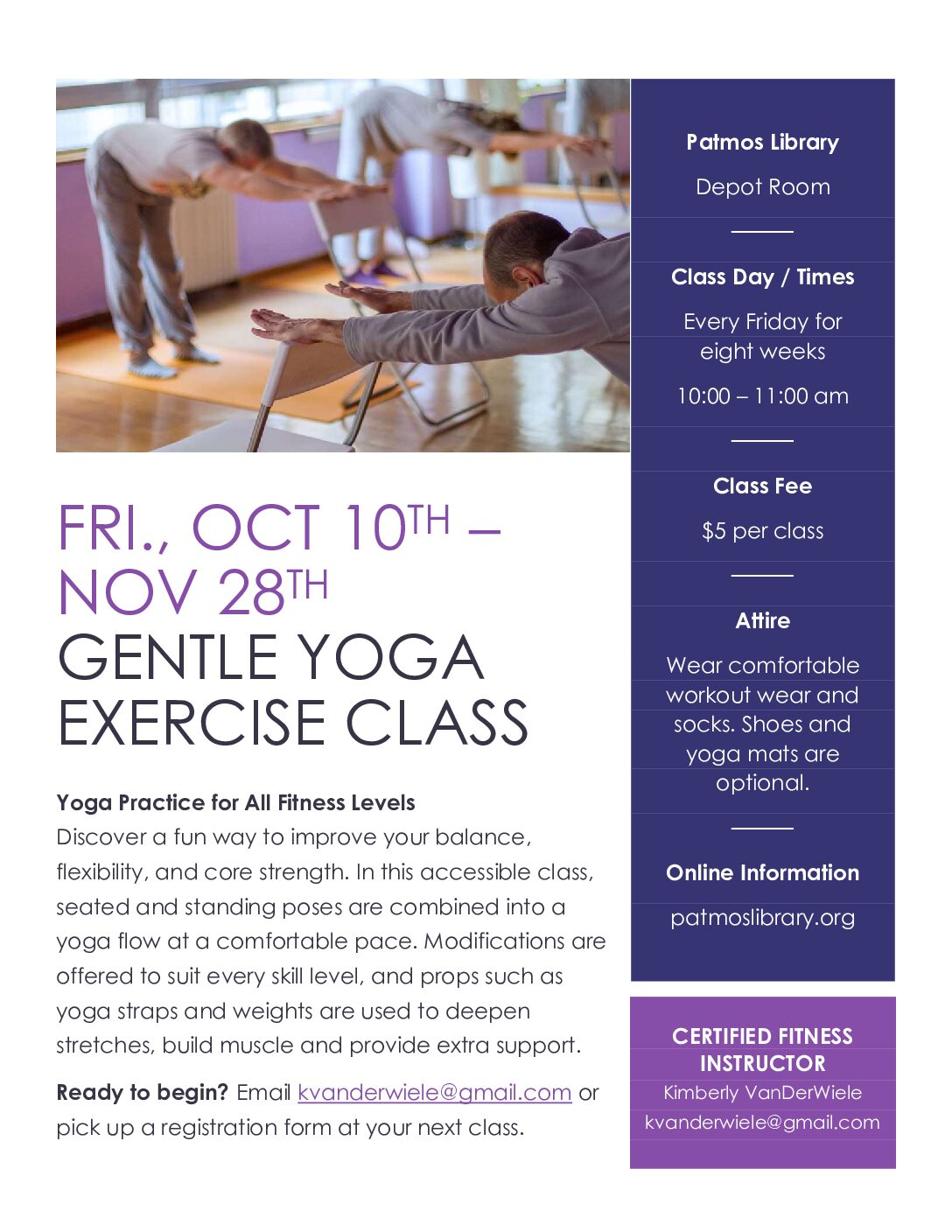 Patmos Library| image: Gentle Yoga Oct – Nov 2025 (1)