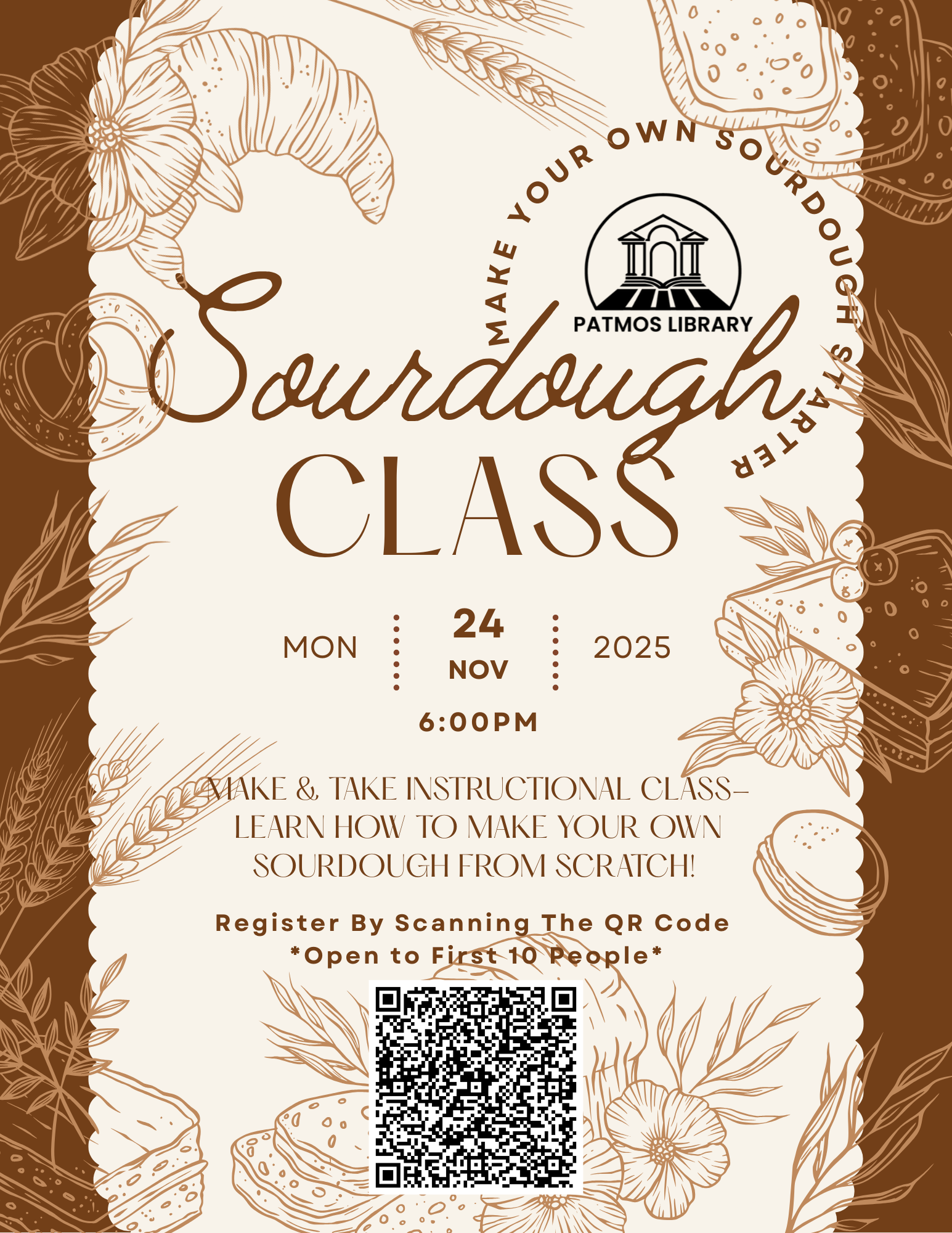 Sourdough Class Flyer for November 24th at 6pm