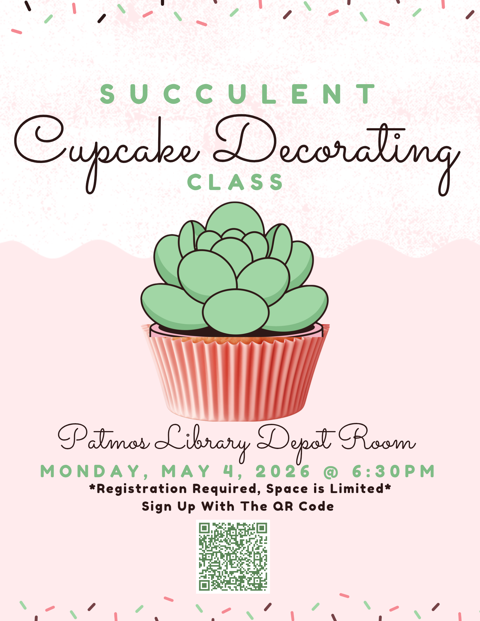 Have a sweet start to the month of May! Learn how to decorate fun and festive cupcakes at this FREE class on May 4th at 6:30pm. Space is limited to 15 people, sign up at https://www.eventbrite.com/e/1982298160159?aff=oddtdtcreator