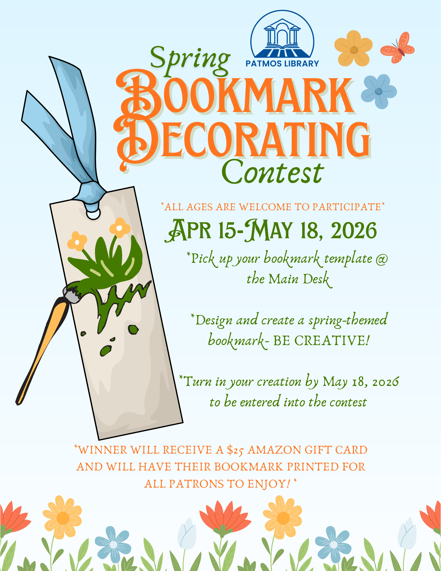 Patmos Library| image: Spring Bookmark Contest (1)