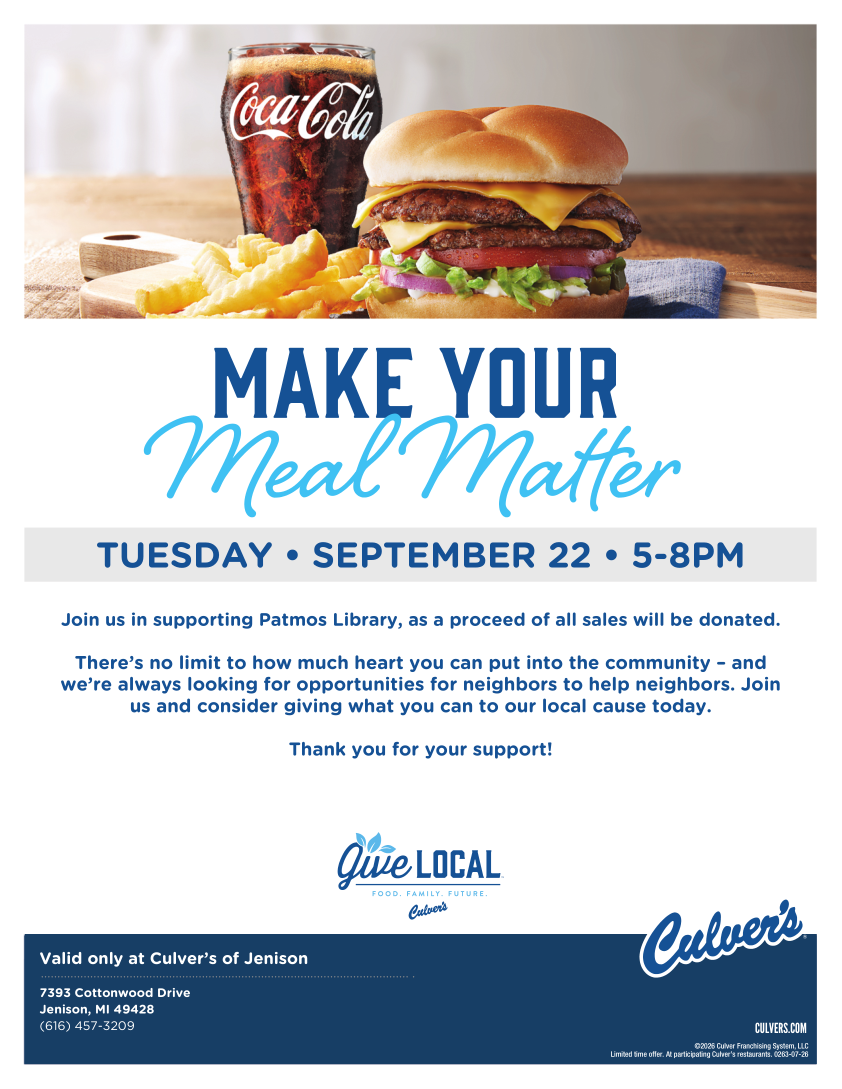 Patmos Library| image: Culvers Share Night Poster