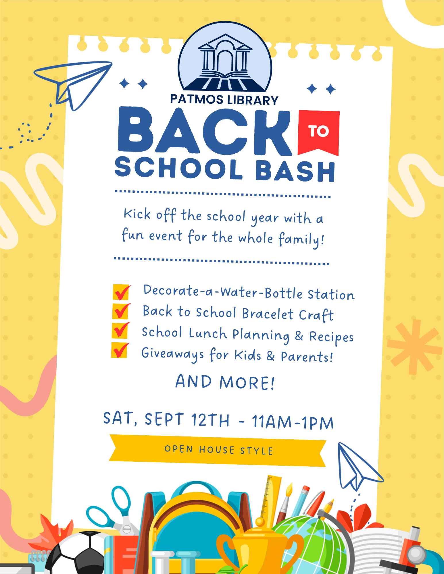 Patmos Library| image: Kick off the school year with fun, friends, and festivities!